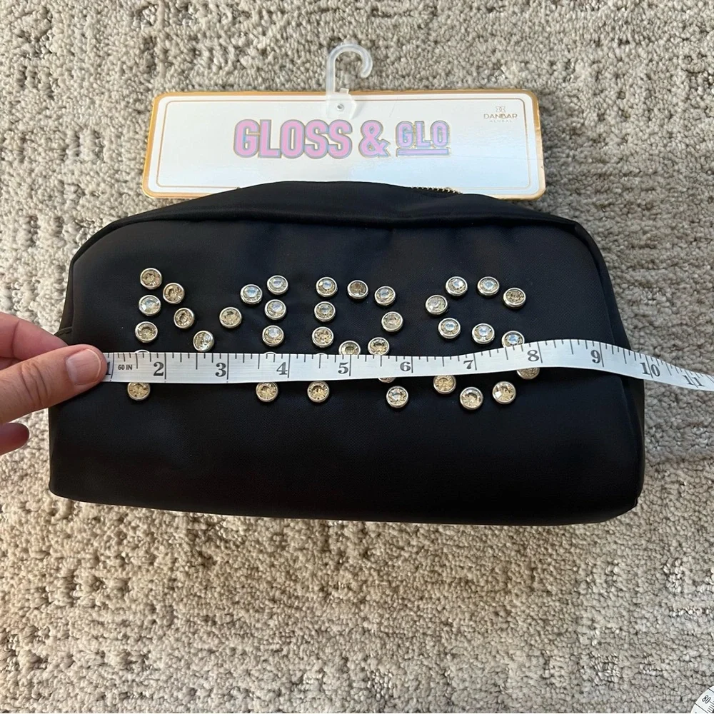 MRS Rhinestone Embellished Black Travel Pouch for Newlywed Bride Gift New